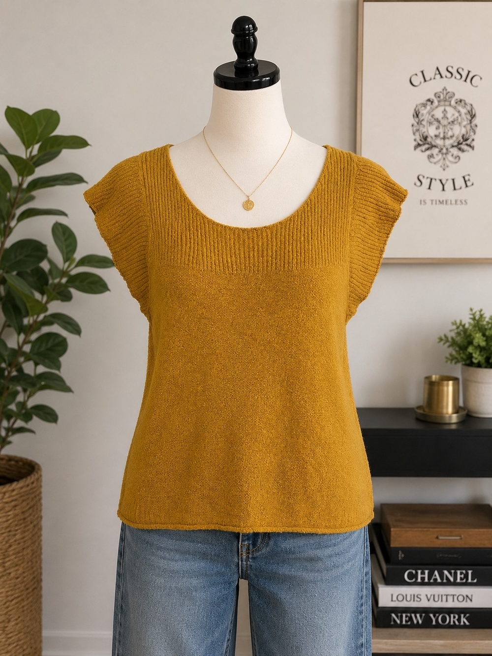 Madewell Mustard Ribbed Knit Top